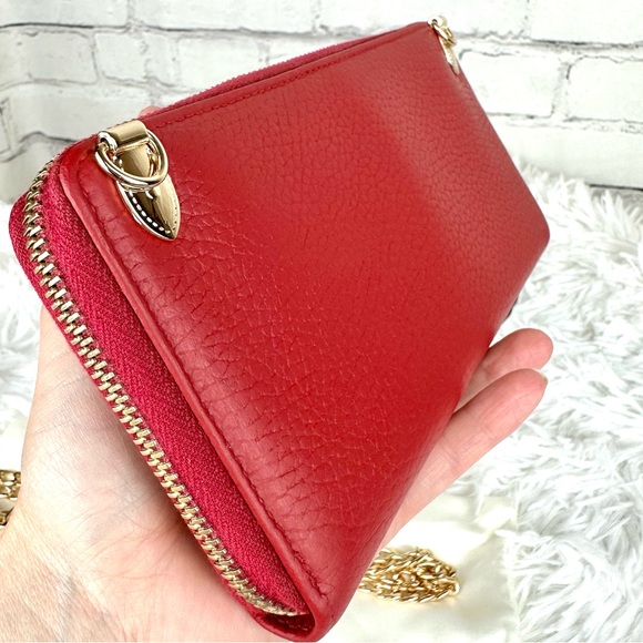 Gucci Marmont red leather zip around zippy wallet on chain crossbody WOC - Picture 4 of 16